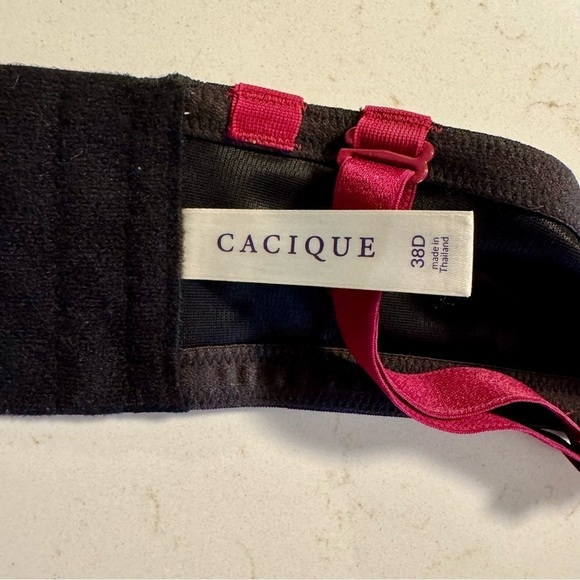 Cacique Smooth Boost Plunge Bra 38D Black White Padded - Picture 11 of 12